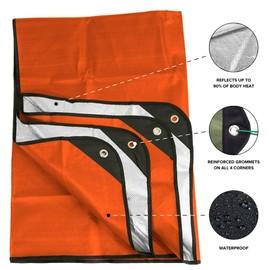 Arcturus Insulated Tarp, Reusable Heavy Duty Thermal Survival Blanket – 60x82in, Reflects 90% Body Heat, Waterproof, Windproof, 3-Layer Design, Reinforced Grommets, Orange