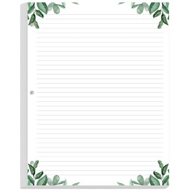 A4 Lined Refill Paper, 3-Hole Punched Ruled Filler Paper, 100Sheets / 200Pages Loose-Leaf Line Paper, 100gsm White Paper, 8.5'' x 11'', Leaf