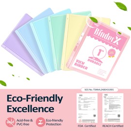 BinderX Extra Durable 3 Ring Binder, Round Ring 1 Inch Binder, Fits 175 Sheets of 8.5x11 Paper, Customizable View Cover with Inside Pockets, Cute 1" Binder, School Supplies for Girls, Blue