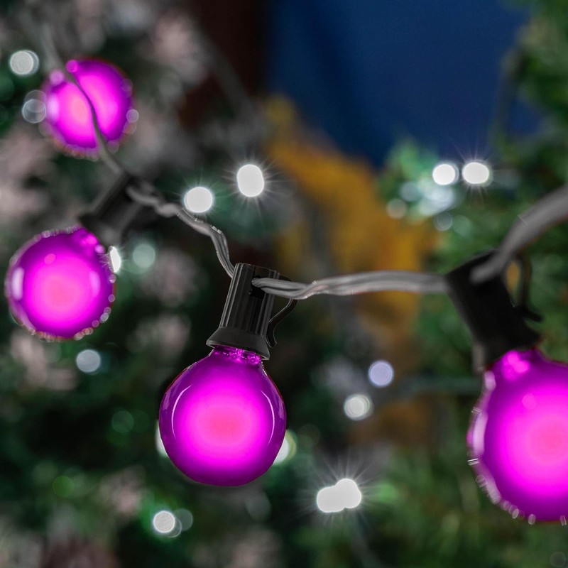 Novelty Lights 25 Pack G40 Purple Outdoor Globe Bulbs, Light