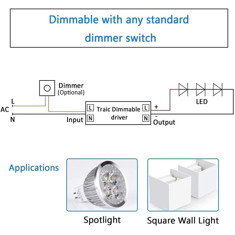 LEDMO Dimmable LED Driver 60W 12V DC Quiet Operation Universal