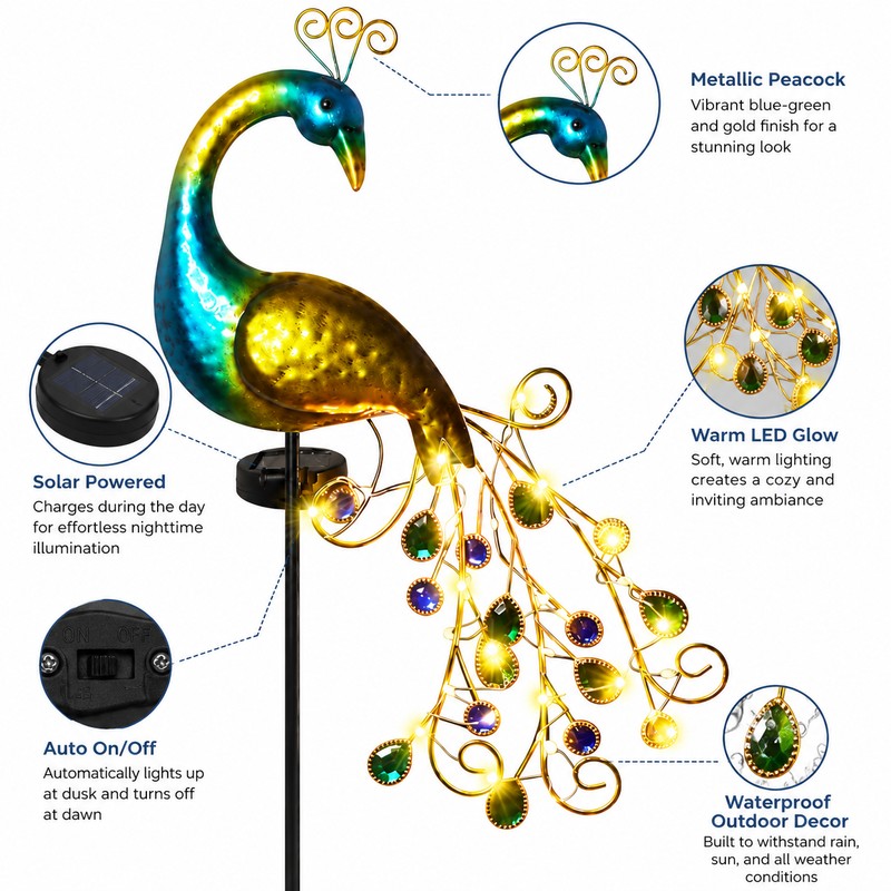 Solar Peacock Garden Light for Outdoor Decor – Auto On/Off