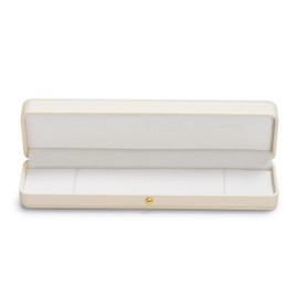 Oirlv PU Leather Long Chain Box Milk White Jewellery Box Gift Box for Wedding Proposal Engagement Anniversary Valentine's Day