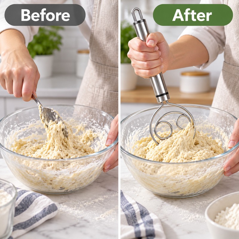 Stainless Steel Dough Whisk for Bread & Baking –Manual Dough