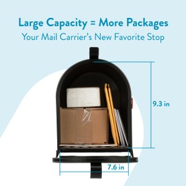 Architectural Mailboxes Admiral™ Rust-Proof Aluminum Metal Post Mounted Mail Box for Outside, Black, Large Curbside Mailbox, USPS Approved for Residential Delivery
