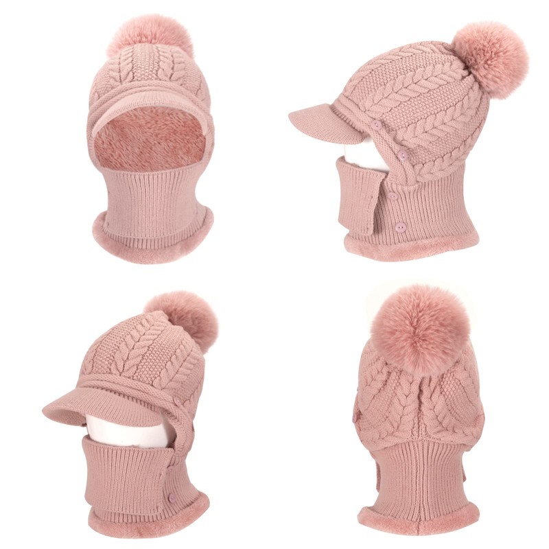 Heveer Warm Knitted Hat Women's Flexible Winter Hat with Neck