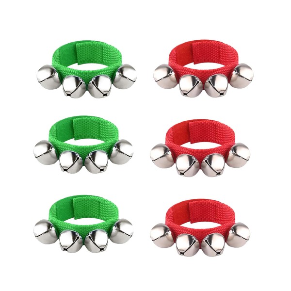 Weenwill Christmas Band Wrist Bells,6 Pcs Jingle Bells Bracelets Musical
