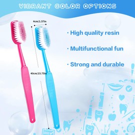 2 Pack 15.75x1.57 Inches Giant Toothbrush Props, Oversized Gag Novelty Bath Brushes, Huge Comedy Item for Costume Accessory, Photo Shoots, Party Favors, Pet Grooming, Red and Blue