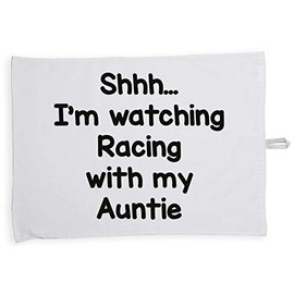 Hippowarehouse Shhh I'm Watching Racing with My Auntie Tea Towel Eco Printed Dish Cloth Kitchen accessory 50cmx70cm 100% Cotton