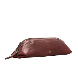 Maxwell Scott | The Felice Nappa | Pencil Case | Fine Quality, Full Grain Leather | Made in Italy | Female | Wine