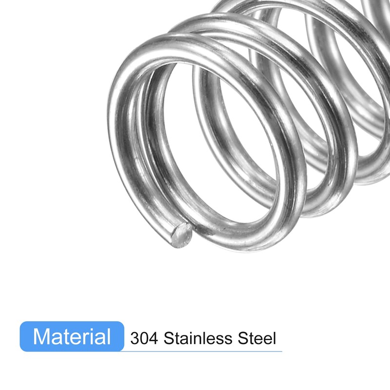 sourcing map Compression Spring, 5Pcs 304 Stainless Steel, 8mm OD,