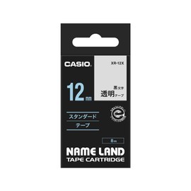 カシオ ラベルライター ネームランド 純正 テープ 12mm XR-12X 透明に黒文字
