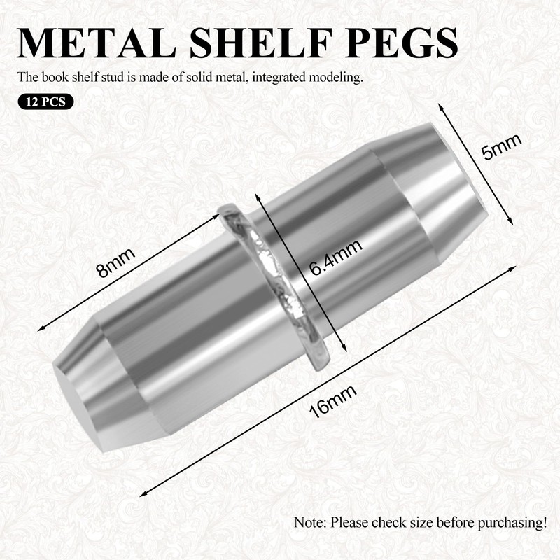 Mebamce 12 PCS Replacement Shelf Support Pins, 5mm Metal Shelf