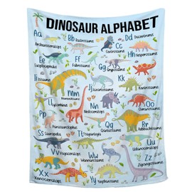 Dinosaur Alphabet Blanket Educational Learning Gift for Kids Boys Dinosaur Lovers Super Soft Flannel Throw Blanket for Sofa Camping Travel Home Decor,40"x50"for Kids/Baby