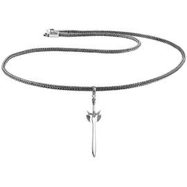 Kuzzoi ZOI-011 Men's Silver Necklace with Solid Sword Pendant 925 Sterling Silver Oxidised Length 50 cm Byzantine Chain Men's Chain with Pendant, One size, Sterling Silver, No Gemstone