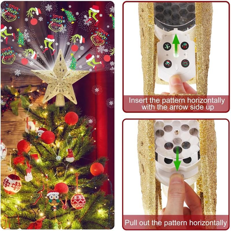 Christmas Tree Topper Star Lighted with 6 Projection Modes Projector