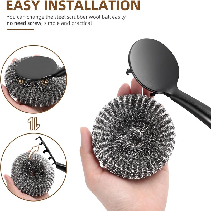 5 Pack Scrubber with Handle Comes with Three Replacement Balls