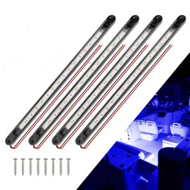 ULITECO Boat Interior Lights Blue,Waterproof Led Boat Lighting, Marine Led Strip Lights, Super Bright Marine Lighting for Night Fishing Courtesy Lights for Pontoon Kayak Yacht Sailboat (Blue 4PCS)