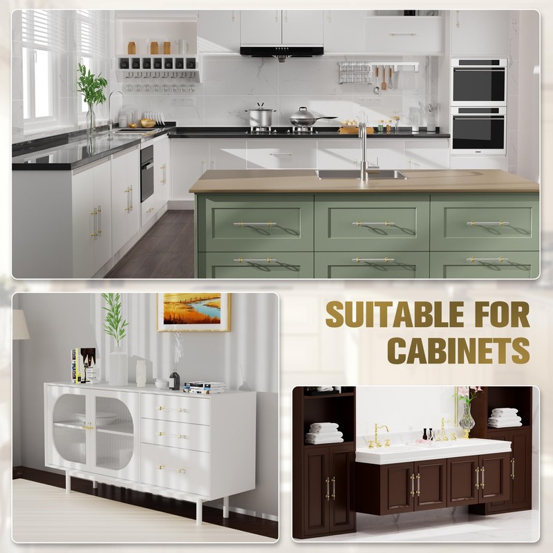 CEYMIO Cabinets Handles Crystal Kitchen Cabinet Knobs 6 Pack Dresser