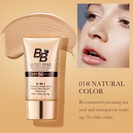 BB Cream, Sun Cream Face Protect Cream, Tinted Day Cream with SPF 50, Moisturising Tinted Moisturiser, Create Beautiful Makeup for You, Not Afraid Of The Sun, 2 Pieces (Natural Colour)