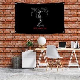 Yeezus God wants You Flag Kanye Tapestry Tweet flag Office Gym Dorm Wall Man Cave Decor 3X5 Feet Flag with 4 Grommets for Easy Hanging