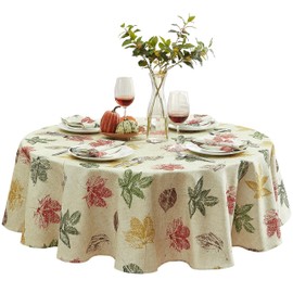 Newbridge Thanksgiving Etched Abstract Autumn Leaves Oval Fabric Tablecloth, 60 x 84 Inch, Soil Resistant Modern Fall Leaf Design, Easy Care Wrinkly Free Table Cover for Holiday Party