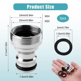 Pack of 2 Universal Garden Hose Quick Connection (M22 Female Thread M24 Male Thread), Hose Connection Tap Hose Coupling Adapter, Universal Tap Connector for Garden Kitchen