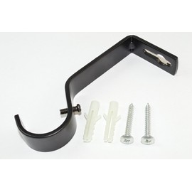 2 x 28mm Black Steel Curtain Pole Brackets
