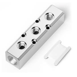 TAILONZ PNEUMATIC Silver 3 Way Pneumatic Shunt Aluminum Block Pneumatic Manifold Air Distribution Block Air Path Exhaust air Source Distributor,Compressed Air Manifold Pneumatic Block,Gas Divider