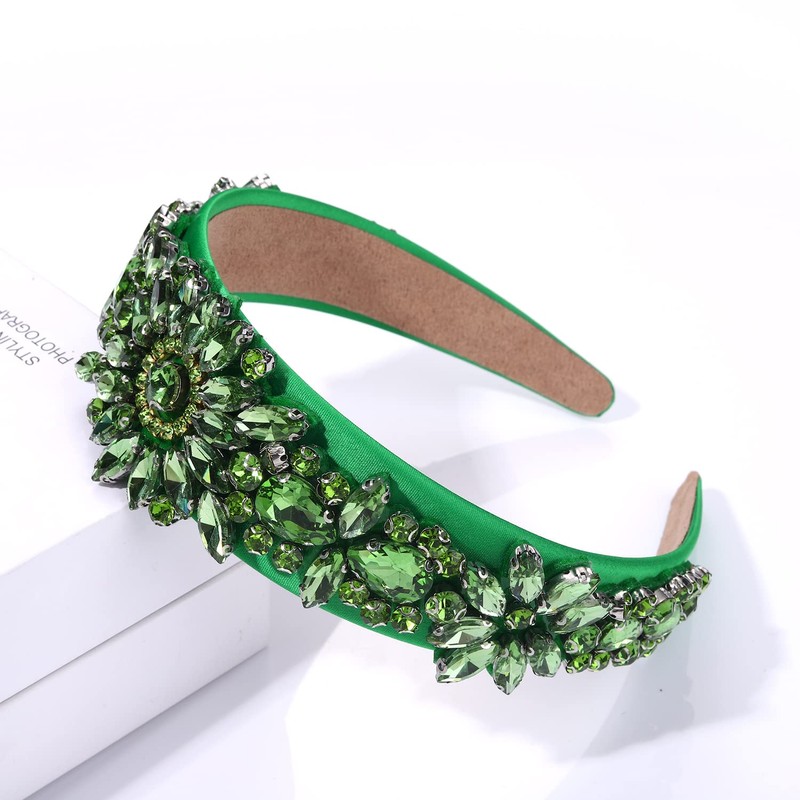 boderier St Patricks Day Headband Multi Stone Flower Velvet Padded