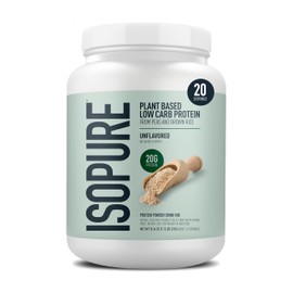 Isopure Plant-Based Protein Powder, Lactose Free, Gluten Free, With Iron, Unflavored, 20g Plant Protein Per Serving, 1.15 Lbs, 20 Servings