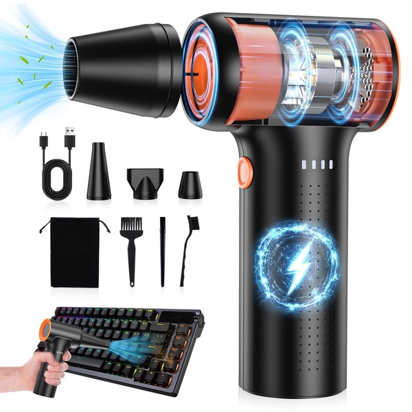 10000mAh Compressed Air Duster,300000RPM Super Power Electric Air Duster,Cordless Rechargeable