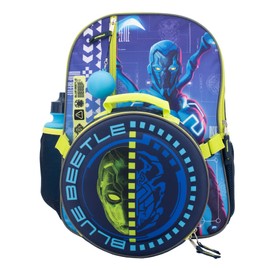 AI ACCESSORY INNOVATIONS Blue Beetle 4 Piece Backpack Set, Kids Super Hero 16" School Bag with Front Zip Pocket, Blue