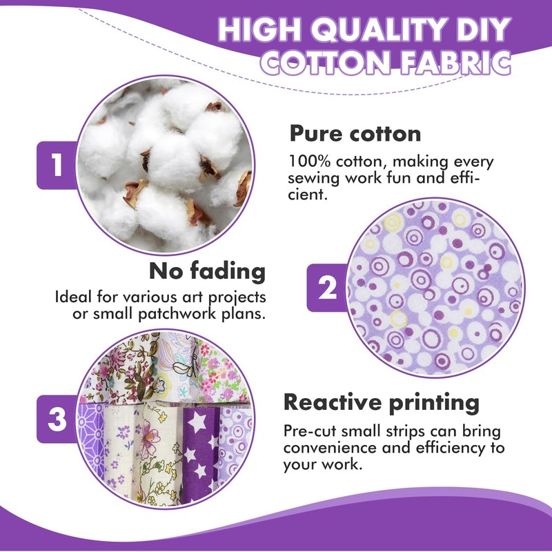 Sewing Patchwork Fabric, 40-Piece Colourful Cotton Fabric Set, Floral Cotton