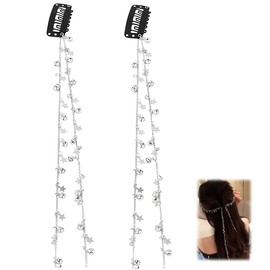ZHSHXNGY Rhinestone Hair Chain, Hair Ornament, Bow, Set of 2, Sparkly Braid Hair Accessories, Hair Clips, Parties, Weddings, Photography, Accessories, Easy Installation, Women's, Children, Adults