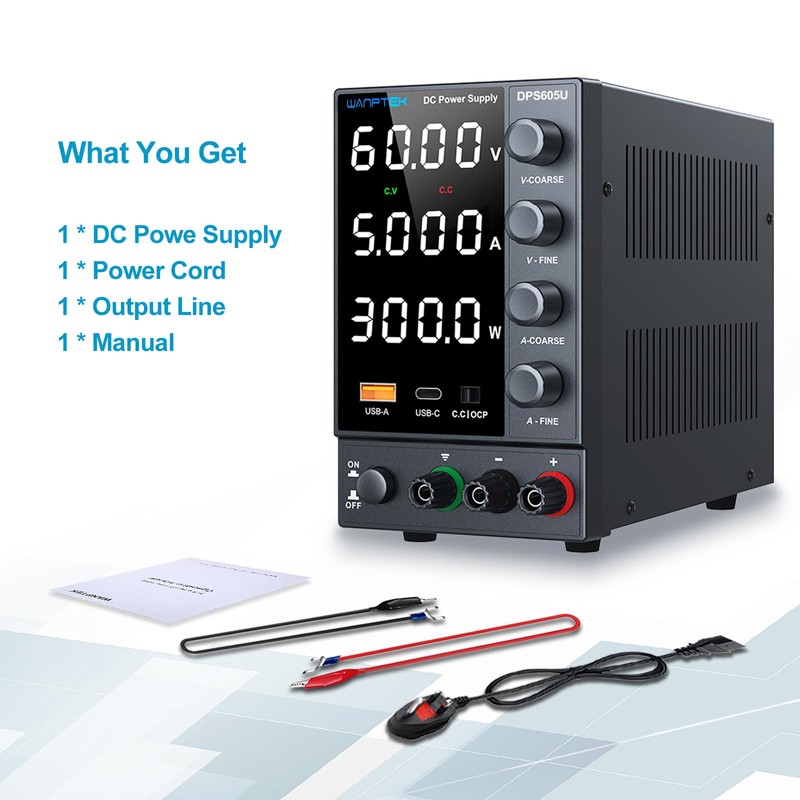 DC Power Supply 0-60V 0-5A, Bench Power Supply with Encoder