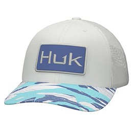 HUK Men's Trucker, Anti-Glare Snapback Fishing Hat, Tidal Map - Island Paradise, One Size