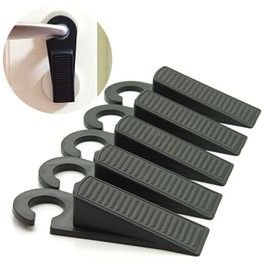 MOLHEM 5pcs Hangable Door Wedge,Door Stopper for Floor,Heavy Duty Rubber Door Stop,Black Door Wedge Suitable for Coarse Floors Board