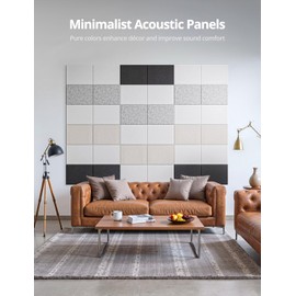 Rectangle Acoustic Wall Panels, Sound Absorbing Panels for Walls, Ceiling, Doors, 12 Pack 16"x12"x0.4" Self Adhesive Decorative Grey Acoustic Tiles for Recording Studio, Office, Room, Home