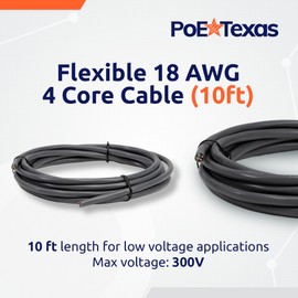 18 Gauge 4 Conductor Wire 10 ft - 18 Gauge Stranded Tinned Copper in PVC Shielding with Pull Cord for LED Strips, Automotive, Speakers, Home Automation, Lighting Security Alarm Wiring, 18-4C 10FT