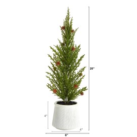 Nearly Natural 20'' Cedar Pine "Natural Look" Artificial Tree with Mini Black 20''
