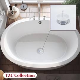 YZC Tub Stopper Bathtub Drain Cover - 2PCS Shower Drain Round Sink Stoppers - Flat Suction Sink Stopper Silicone Drain Plug for Kitchen, Bathroom, Laundry -White