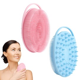 2 Pack Exfoliating Silicone Body Scrubber, Soft Silicone Loofah Shower Body Scrubber, 2 in 1 Body Exfoliator Scrubber Silicone Body Scrub Brush Scalp Massager Shampoo Brush for All Skin Men Women Kid