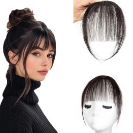 Swy Hair Bangs Hair Clip in Bangs 100% Real Human Hair Extensions Wispy Bangs French B