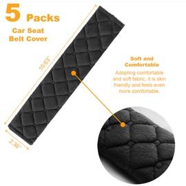 WSSROGY 5 Pack Comfortable Soft Seat Belt Covers Pads for Adults Kid Universal for Car SUV Trucks (Black)
