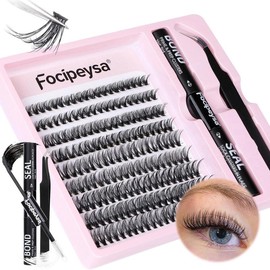 DIY Lash Extension Kit，180pcs Lash Clusters with Bond and Seal DIY Eyelash Extension Kit 40P Cluster Lashes C Curl with 9-15mm Mixed Length Lash Extension Kit Makeup Eyelashes Extensions Flawless Cosmetic