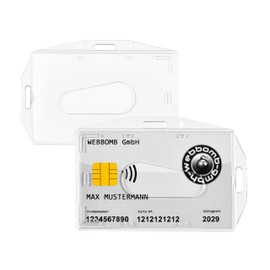 WEBBOMB ID Card Holder Transparent Card Holder with Thumb Slot Horizontal and Vertical Dual Use ID Card Holder Hard Plastic Card Protective Case (2)