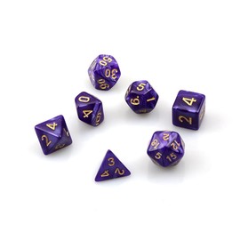 Jagowa 7 Pcs Polyhedral RPG Dice Set Learning Multi-sided Diced Acrylic Purple Party Games Supplies for DND MTG RPG Card Games