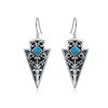 Bali Style Two Tone Oxidized Blue Bead Arrowhead Dangle Earrings
