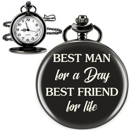 XZtimes Groomsman Gifts for Wedding Best Man Proposal Gifts Groomsmen Engraved Pocket Watch with Chain Wedding Gift for Groomsman Best Man Birthday Christmas Anniversary Presents Stocking Stuffers